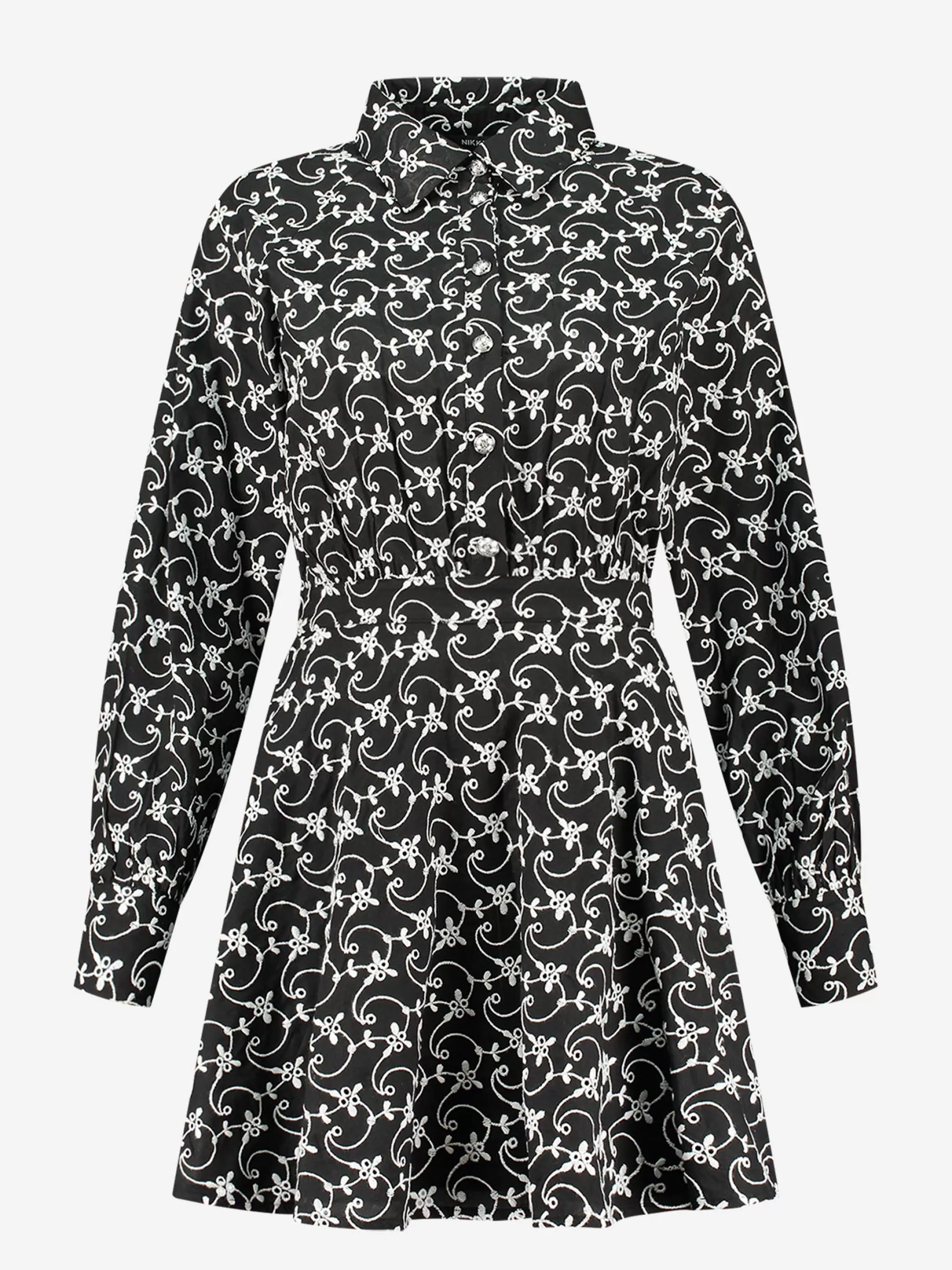 Outlet NIKKIE Embroidery flower dress Black/White