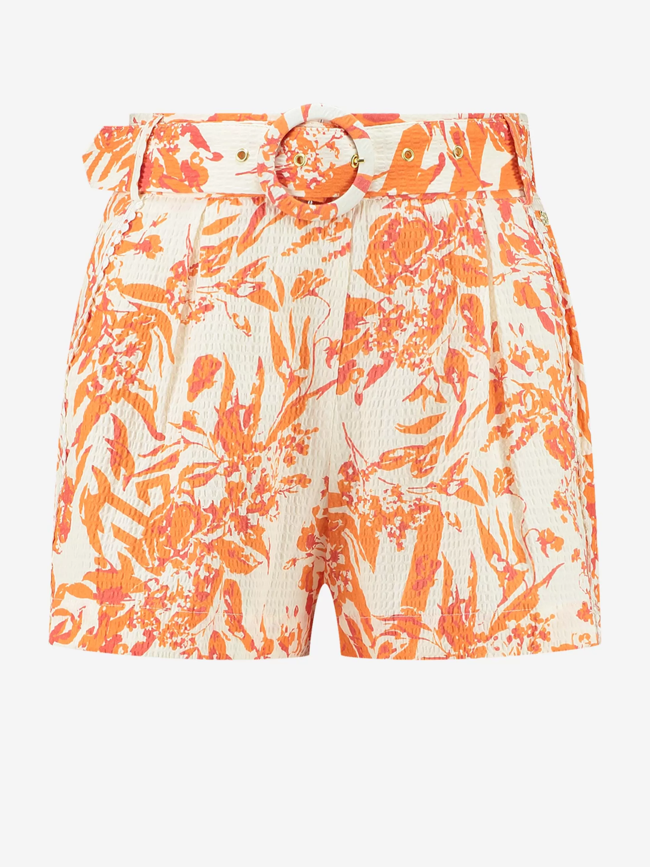 Flash Sale NIKKIE High rise structured shorts with belt Sun Orange/Cream