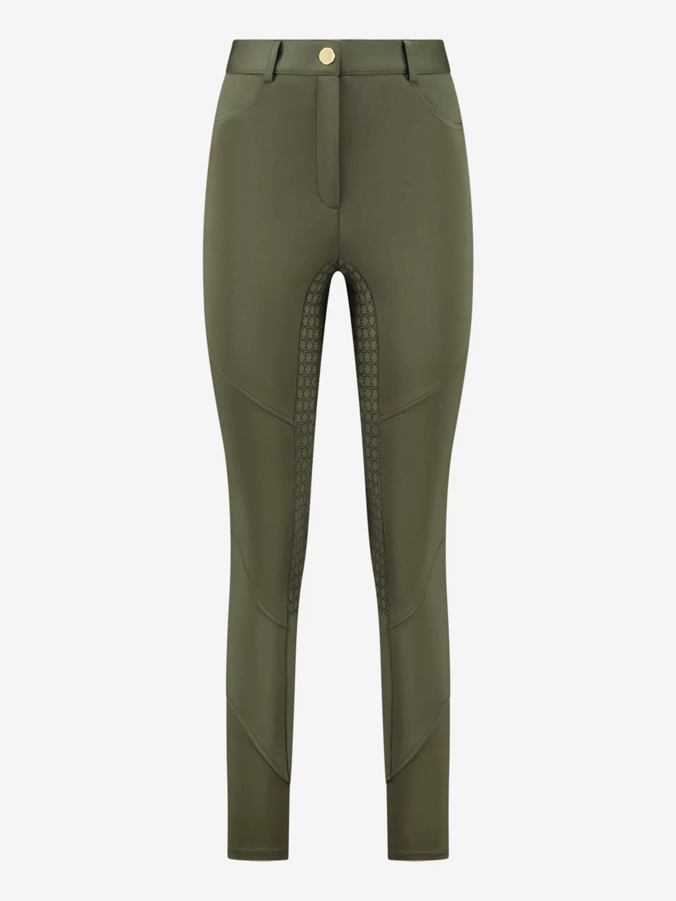 Flash Sale NIKKIE High waist riding breeches with silicone N monogram Olive Night