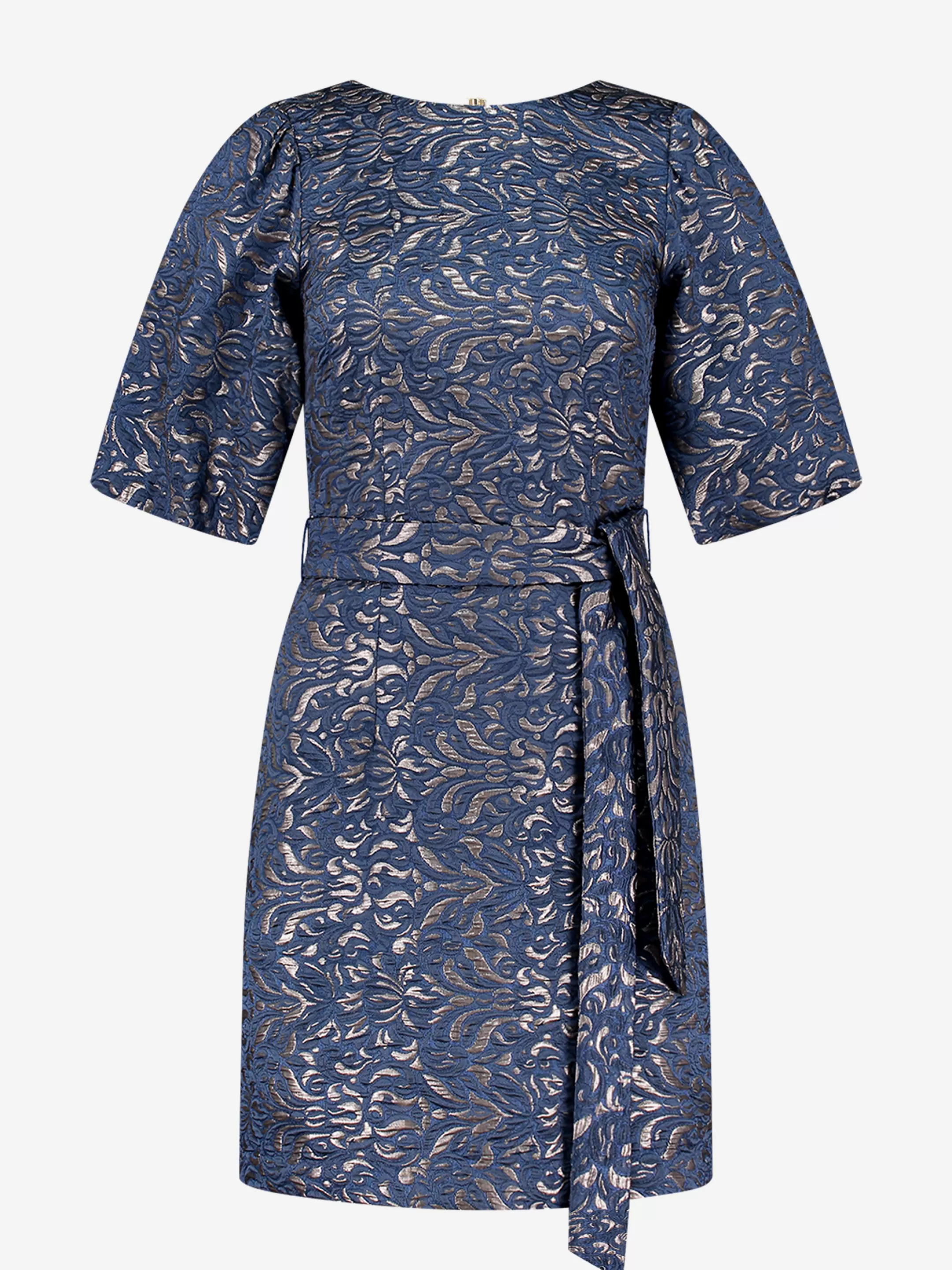 Online NIKKIE Jacquard woven dress with tie belt Extra Navy