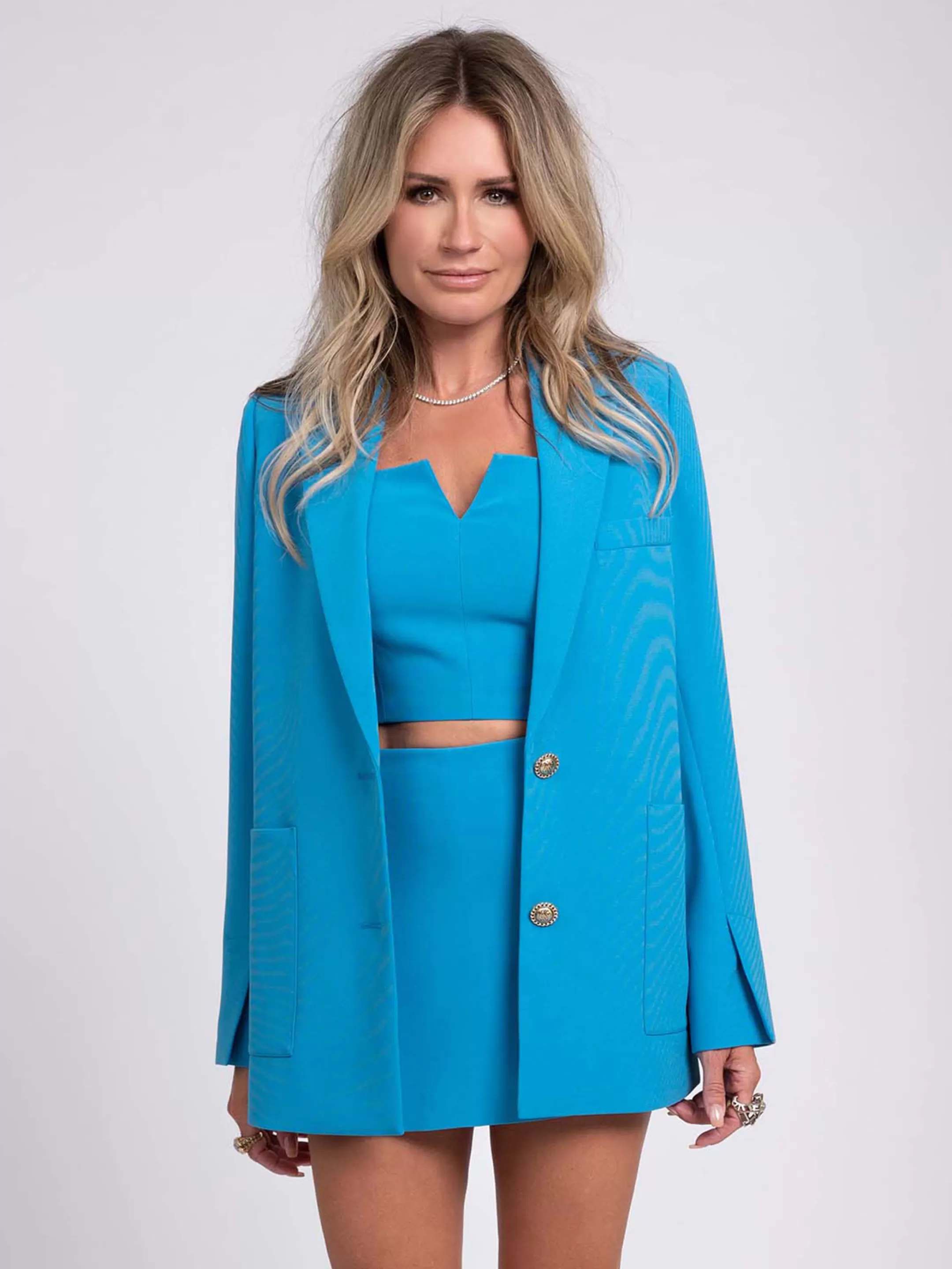 Cheap NIKKIE Long breasted blazer Dresden Blue