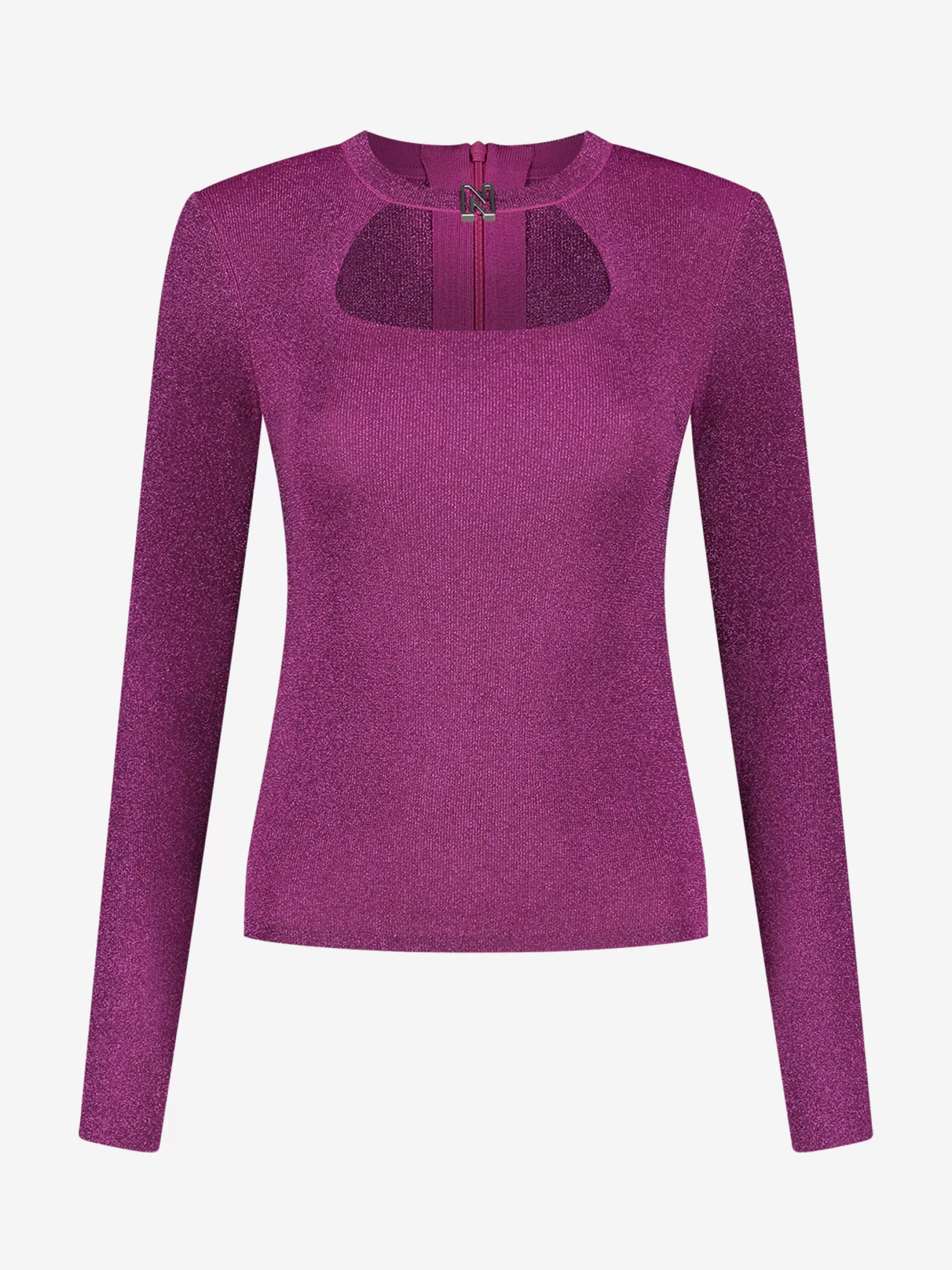 Fashion NIKKIE Lurex top with N slide Magenta