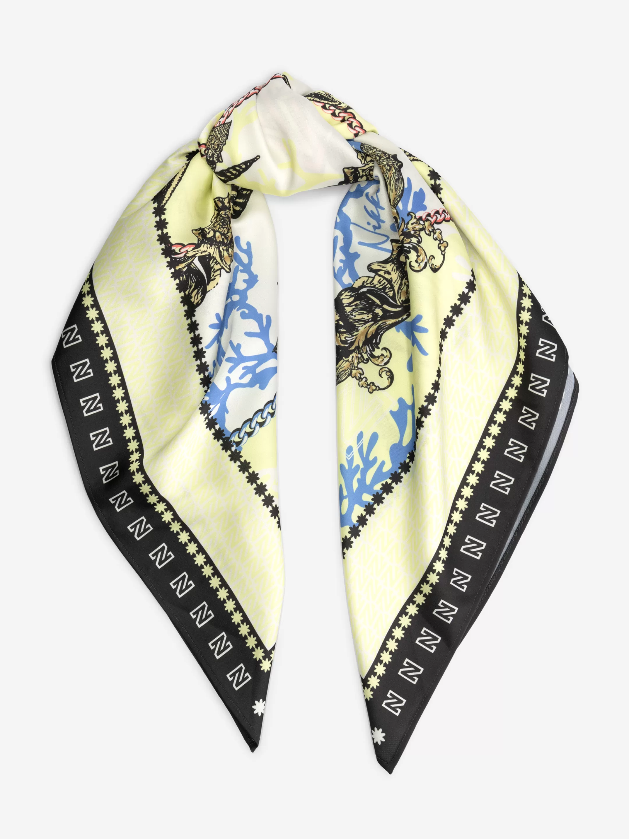 Best NIKKIE Satin look Scarf with print Lime Yellow/Coral