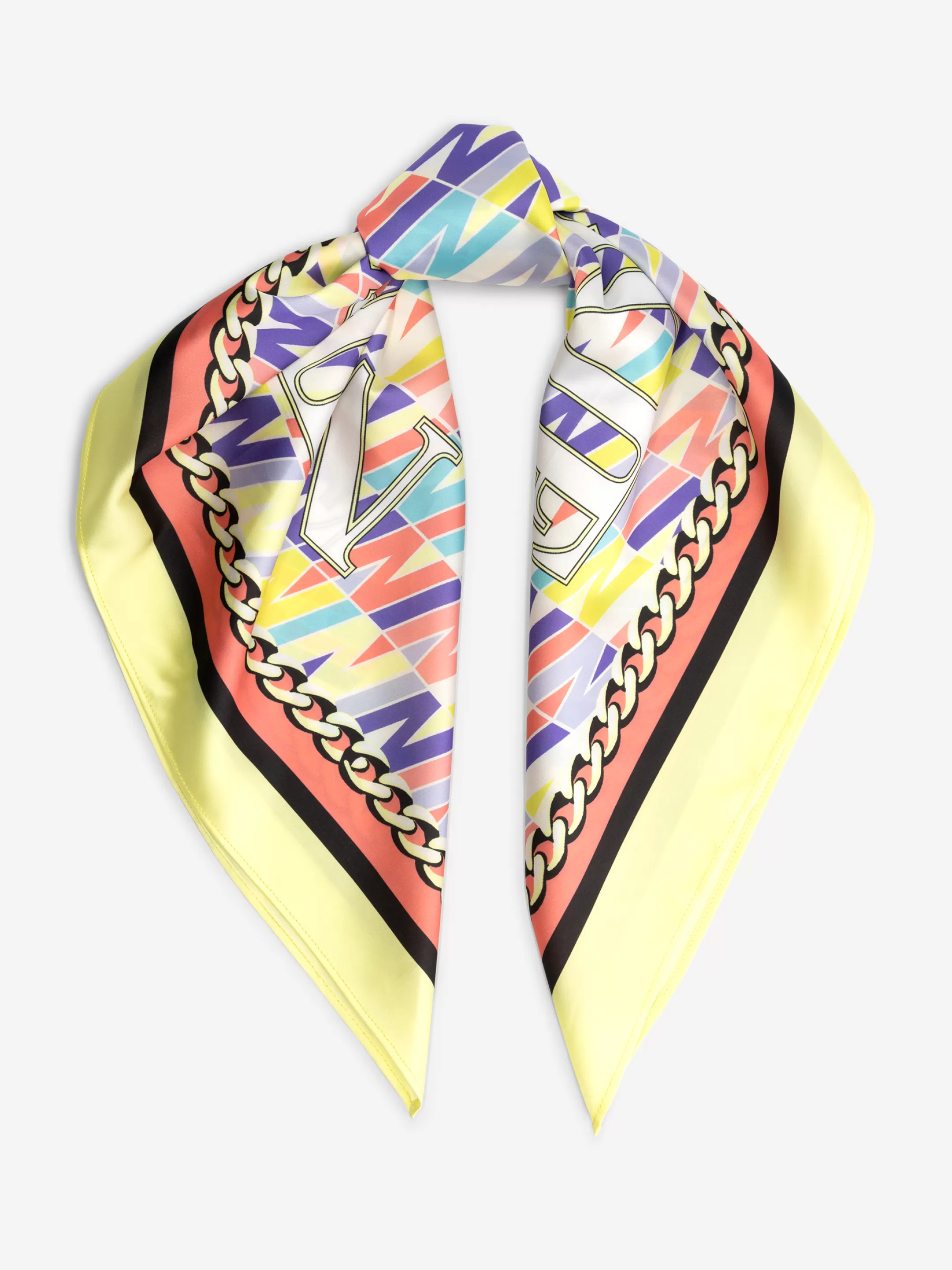 Sale NIKKIE Satin look Scarf with print Blue Lagoon/Star White