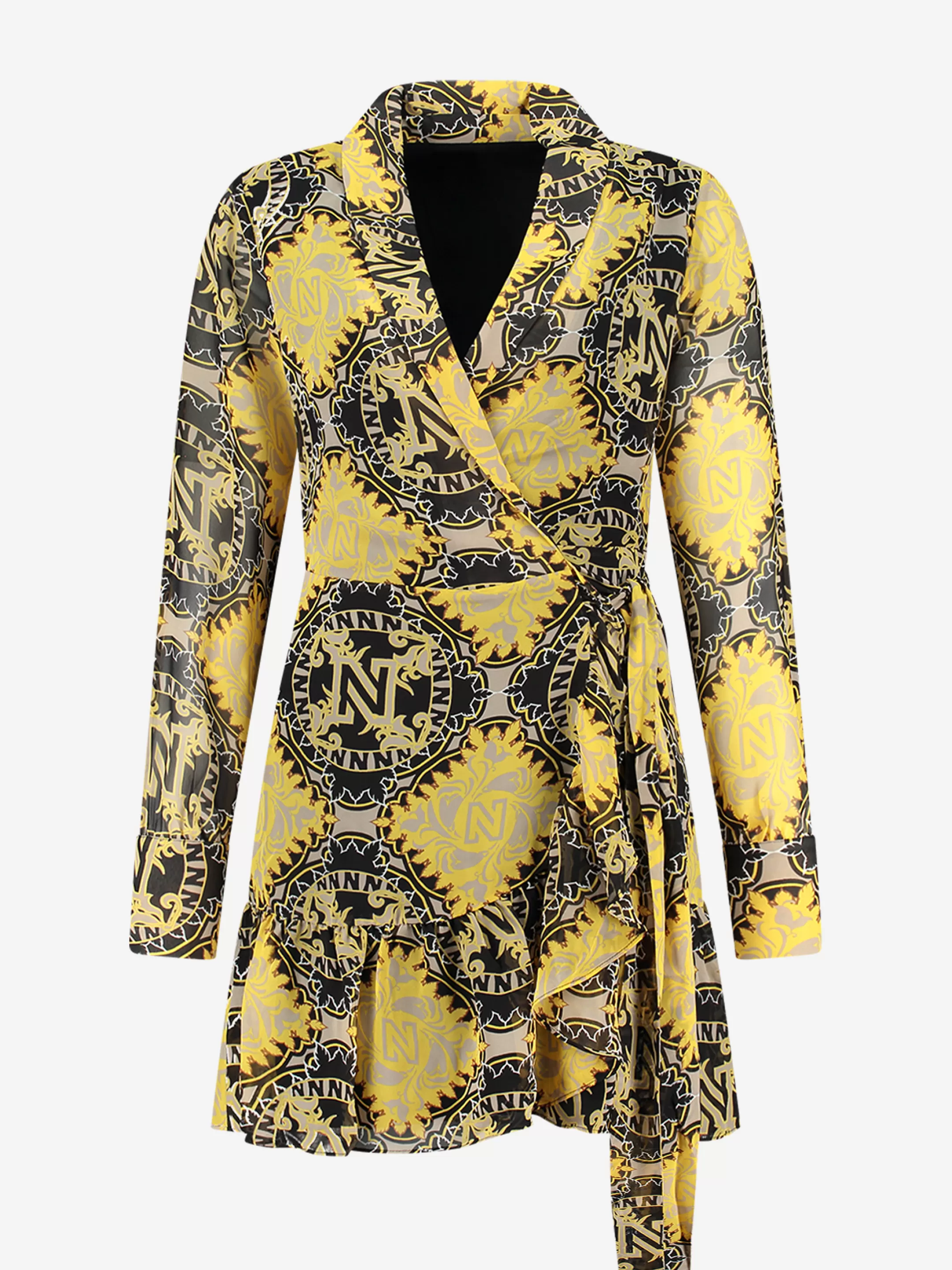 Outlet NIKKIE Wrap dress with print Corn Yellow